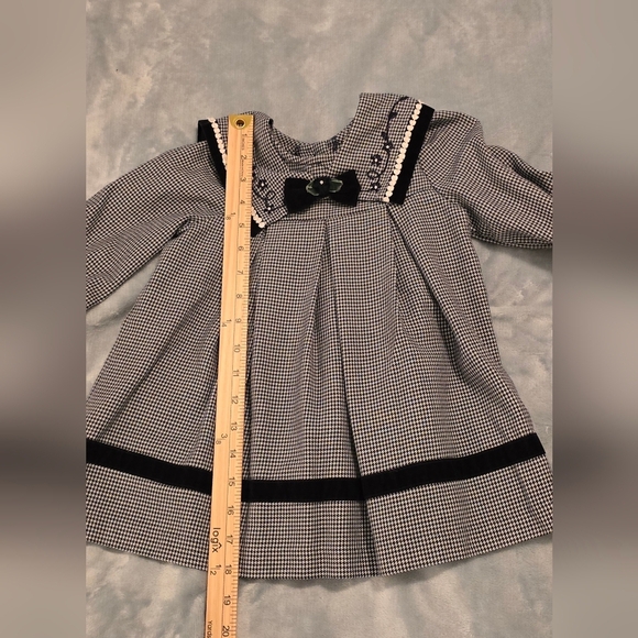 Black and White Checkered Baby Dress With Velvet Trim, 18mo (1105) - Picture 6 of 6